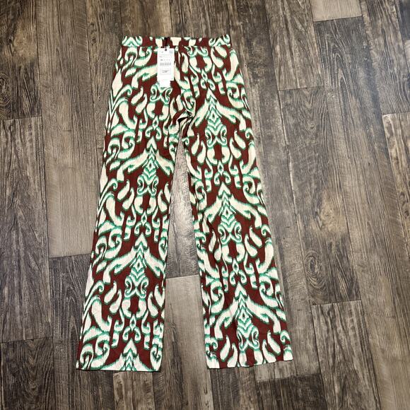 Zara Ikat Print Pants Women’s XS Straight Wide Leg Lightweight Resort - Picture 6 of 6